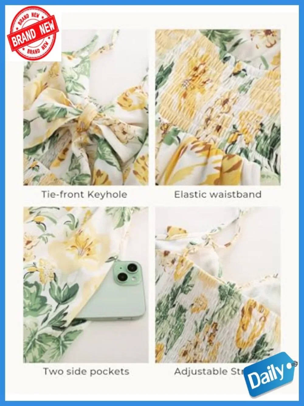 Summer Floral Maxi Dress Flowy Boho Beach Vacation Casual with Pockets